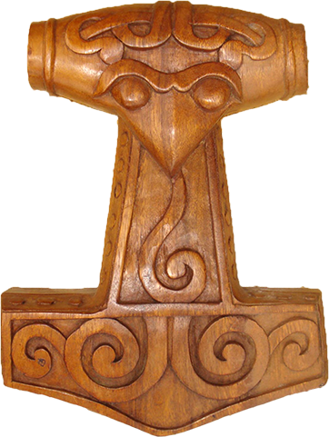 Hand Carved Thor's Hammer From Www - Viking Hammer Wood Carvings (362x481), Png Download