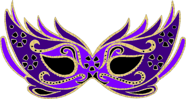 Purple Masquerade Mask Clip Art - Mardi Gras Masks Clip Art (600x318), Png Download