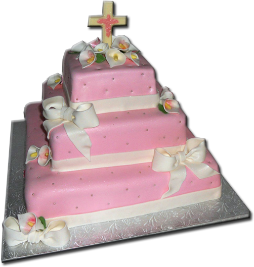 3tier Pink Cross Lillies - Pie (720x540), Png Download