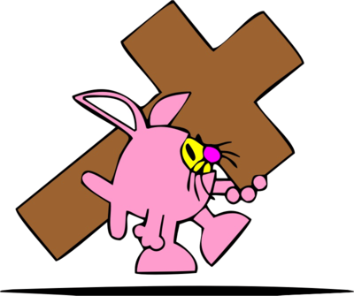 Easter Bunny Cross - Easter Bunny Carrying A Cross (400x335), Png Download