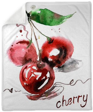 Watercolor Hand Painted Cherry Berries On White Background - Food (400x400), Png Download