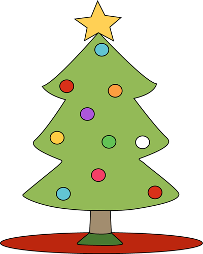Christmas Tree On Red Tree Skirt - Front Clipart (400x500), Png Download
