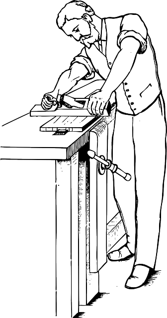 Man, Carpenter, Working, Worker, Testing, Workshop - Carpenter Drawing Png (336x640), Png Download