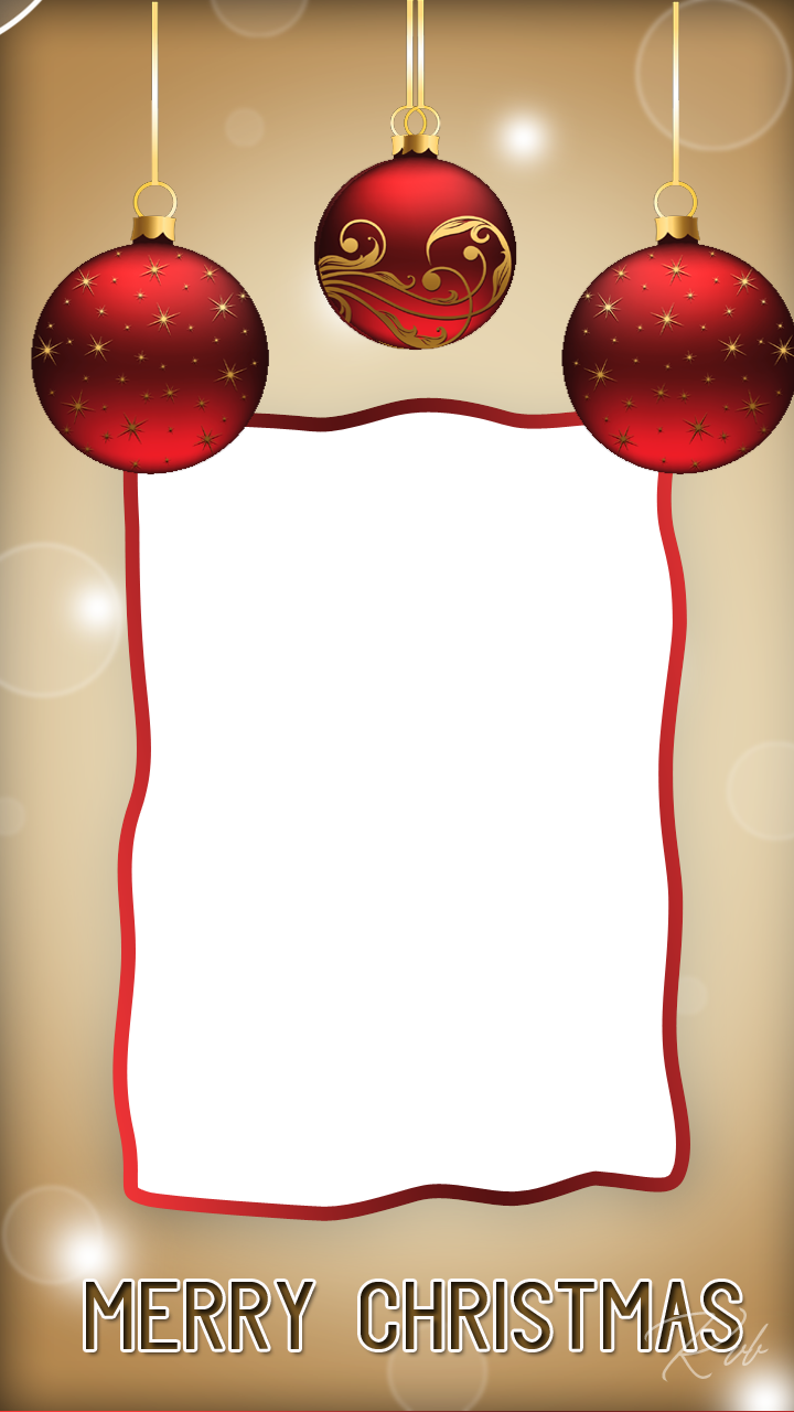 Christmas Frame With Red Christmas Ball - Transparent Christmas Photo Frame (720x1280), Png Download