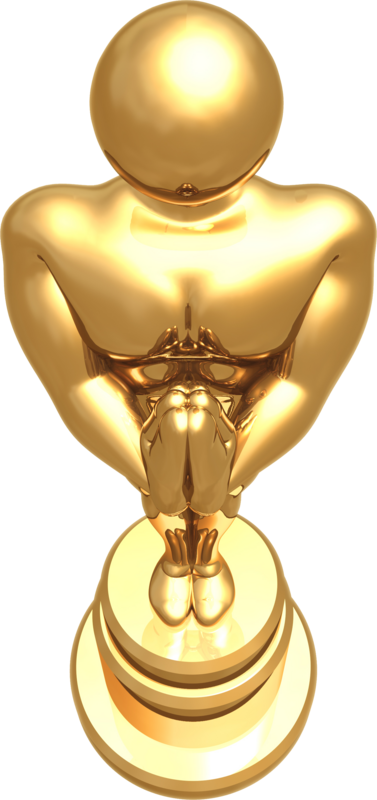 Gold Statue Transparent Background (377x800), Png Download
