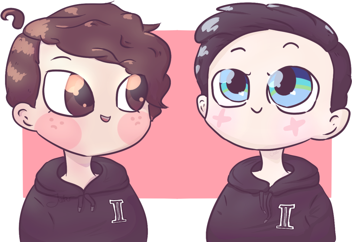 Behold, My First Dan And Phil Fanart - Digital Art (500x334), Png Download