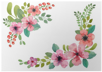 Watercolor Floral Border Square (400x400), Png Download
