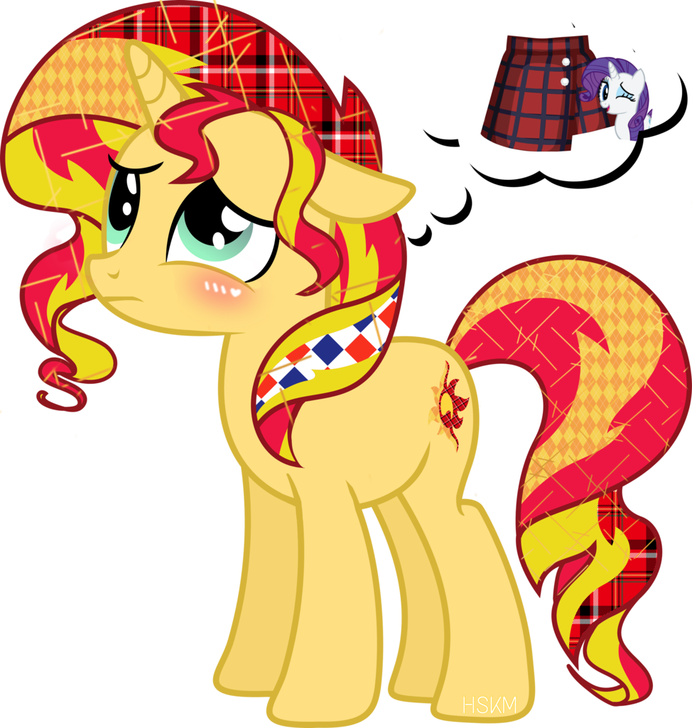 Hisakimi, Blushing, Floppy Ears, Mane, Newspaper, Plaid, - My Little Pony Sanset (974x1024), Png Download