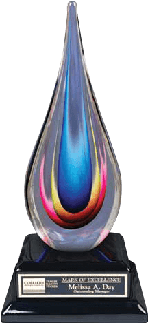 Award - Rainbow Flame Art Glass Award W/ Piano Finish Base (700x480), Png Download