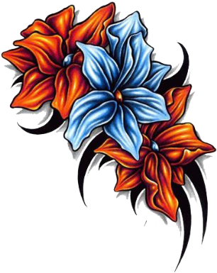Traditional Rose Tattoos, Traditional Roses, Hawaiian - Tatto Full Color Png (329x400), Png Download