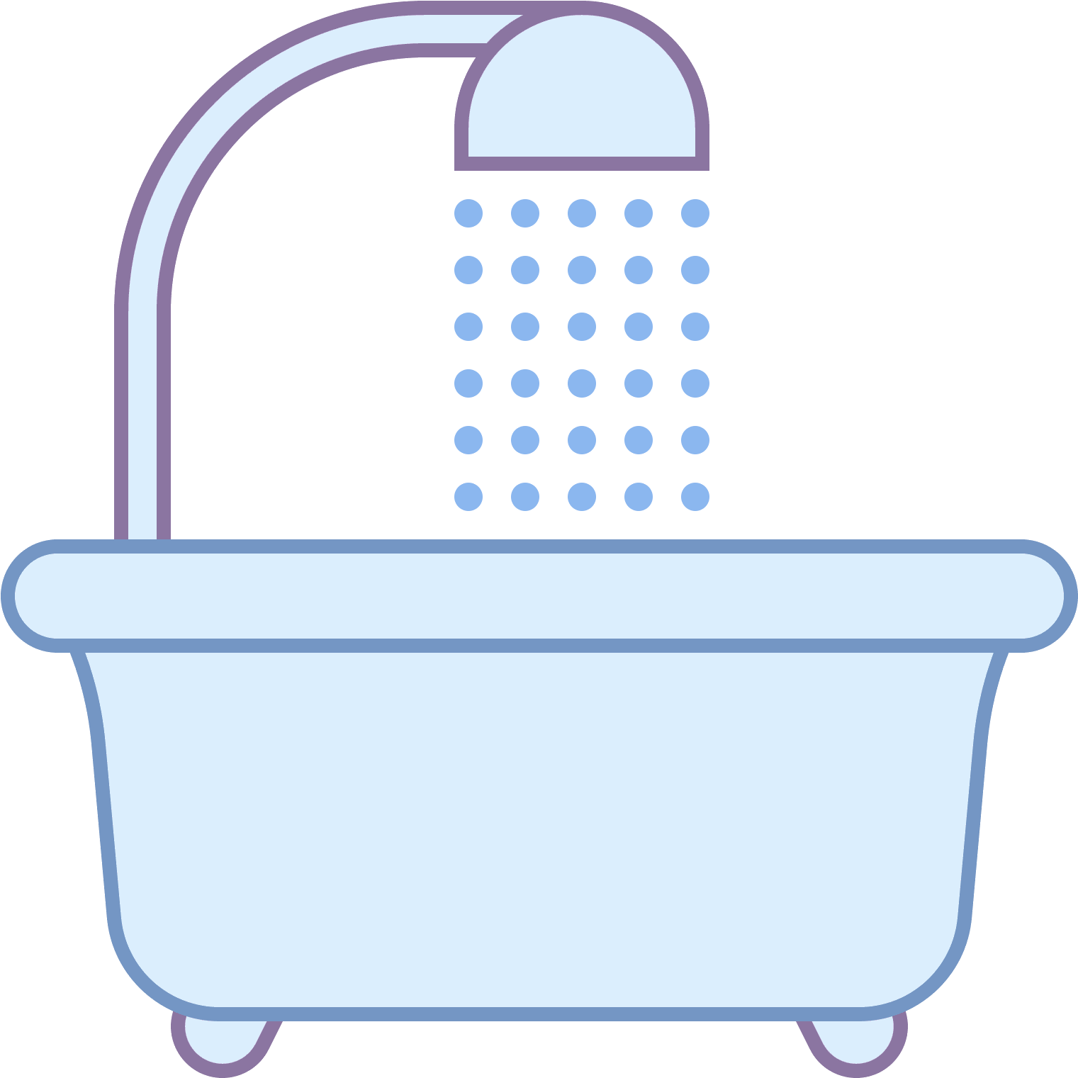 This Icon Is A Picture Of A Shower And Tub - Bathtub (1600x1600), Png Download
