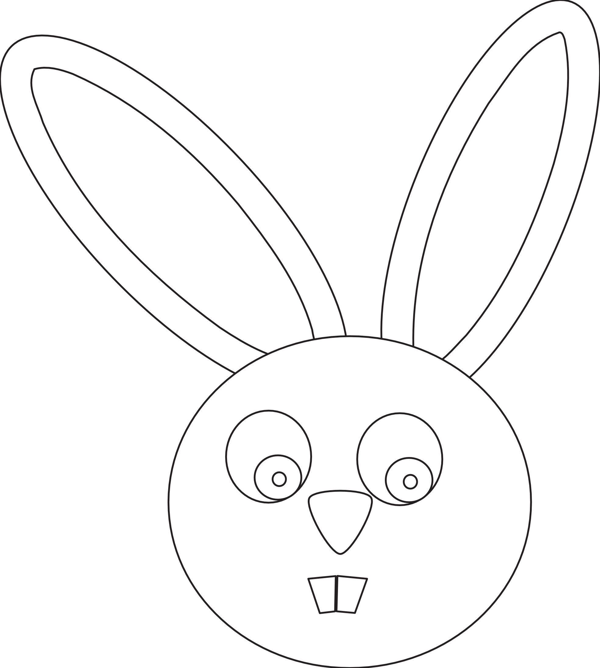 Rabbit Black White Line Art 1969px 274 - Domestic Rabbit (1969x2191), Png Download