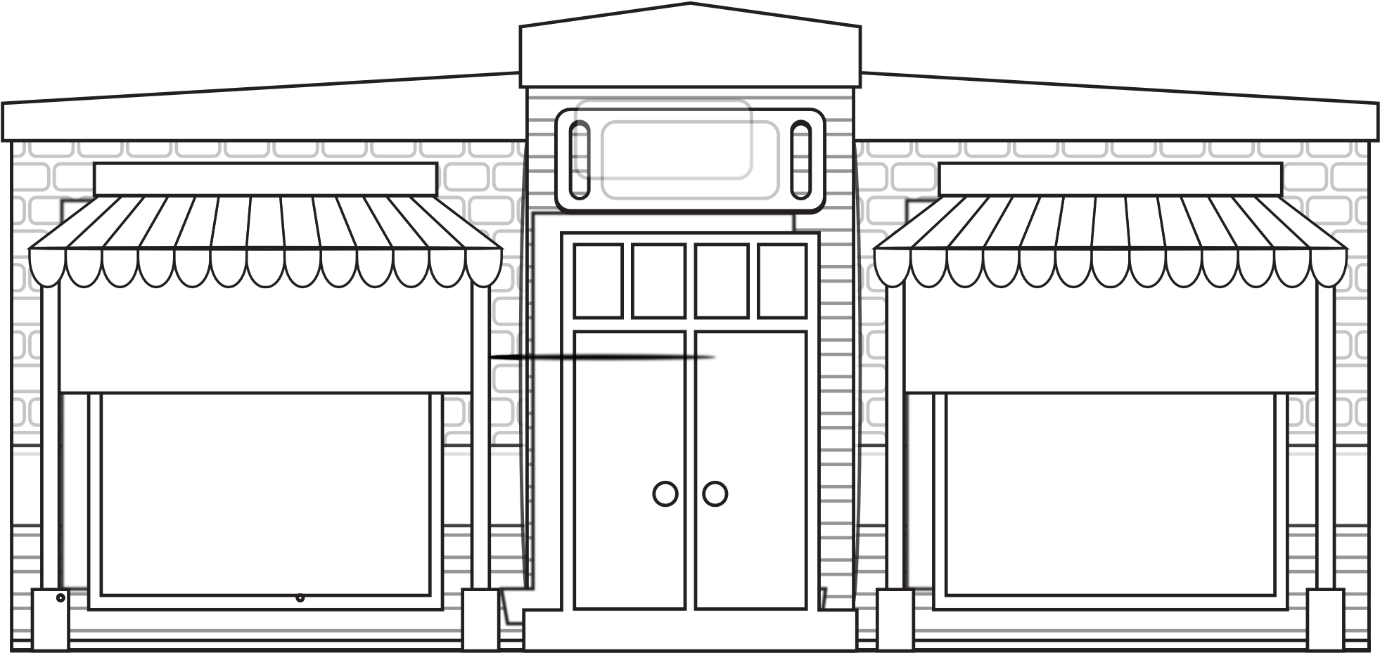 Store Fronts Shop 17 Black White Line Art 1969px 156 - Drawing (1969x1443), Png Download