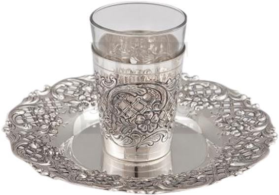 Silver And Glass Kiddush Cup (585x780), Png Download