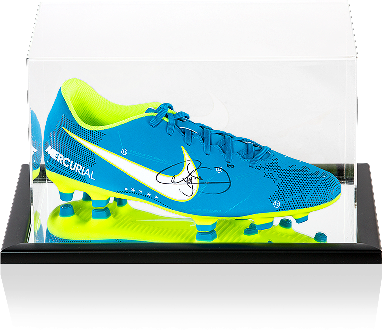 Neymar Jr Signed Blue Nike Mercurial Njr Boot In Acrylic - Neymar Jr Football Boots (870x890), Png Download