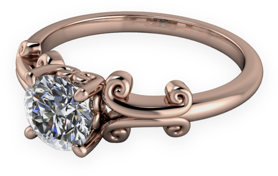 Rose Gold Solitaire With Filigree Detail - Engagement Ring (800x800), Png Download