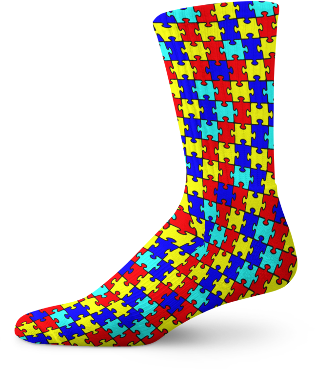 Autism Awareness Puzzle Print Crew Socks - Sock (740x962), Png Download