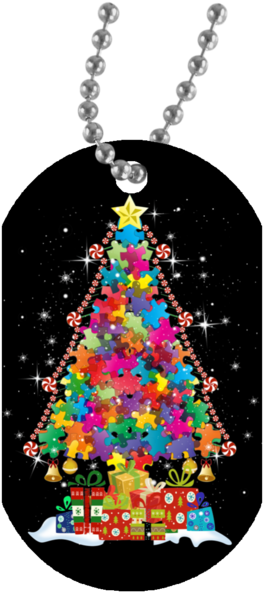 Autism Awareness Puzzle Christmas Tree Necklace - Autism Awareness Mugs Christmas Tree (600x600), Png Download
