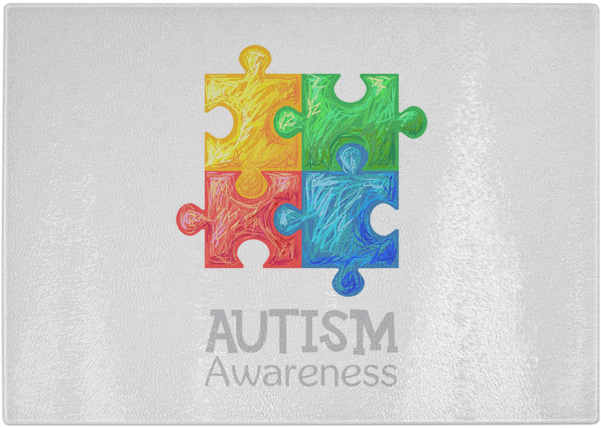 Autism Awareness Puzzle Tempered Glass Cutting Board - Floor (1024x1024), Png Download