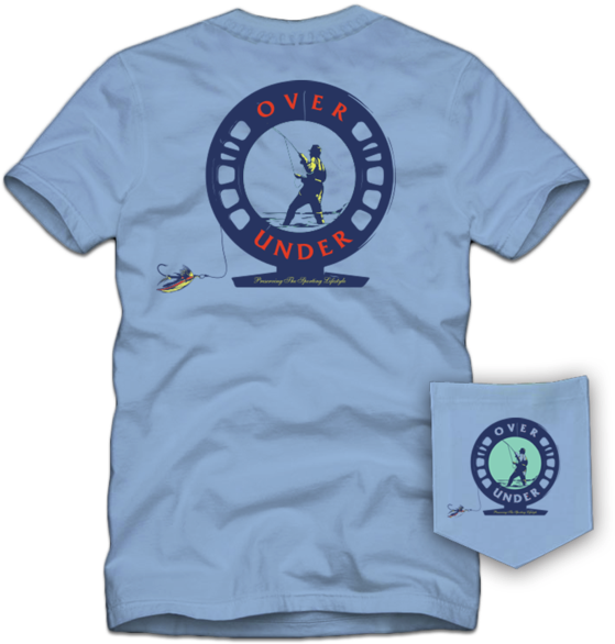 S/s Fly Fishing Reel Blue Sky T Shirt - T-shirt (592x600), Png Download