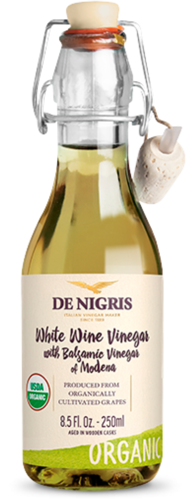 Premium Organic White Condiment With Balsamic Vinegar - De Nigris Vinegar, Organic, Apple Cider, Raw Unfiltered, (630x1800), Png Download