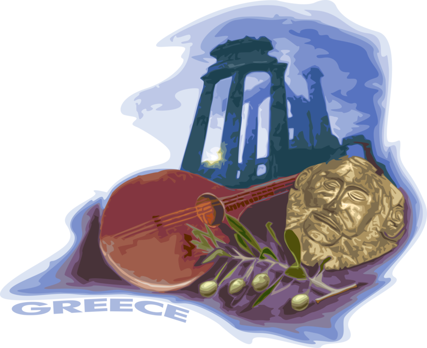 Vector Illustration Of Greece Postcard Design With - Illustration (859x700), Png Download