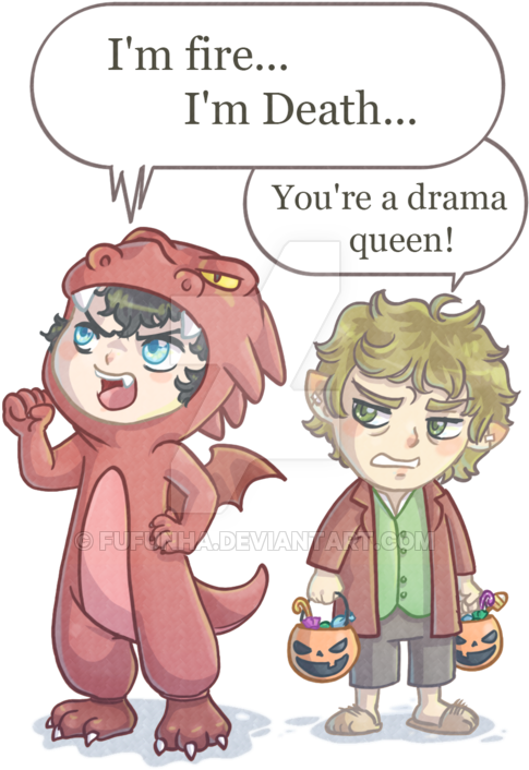 Grandparent Clipart Grandson - Smaug And Bilbo Fanart (600x741), Png Download