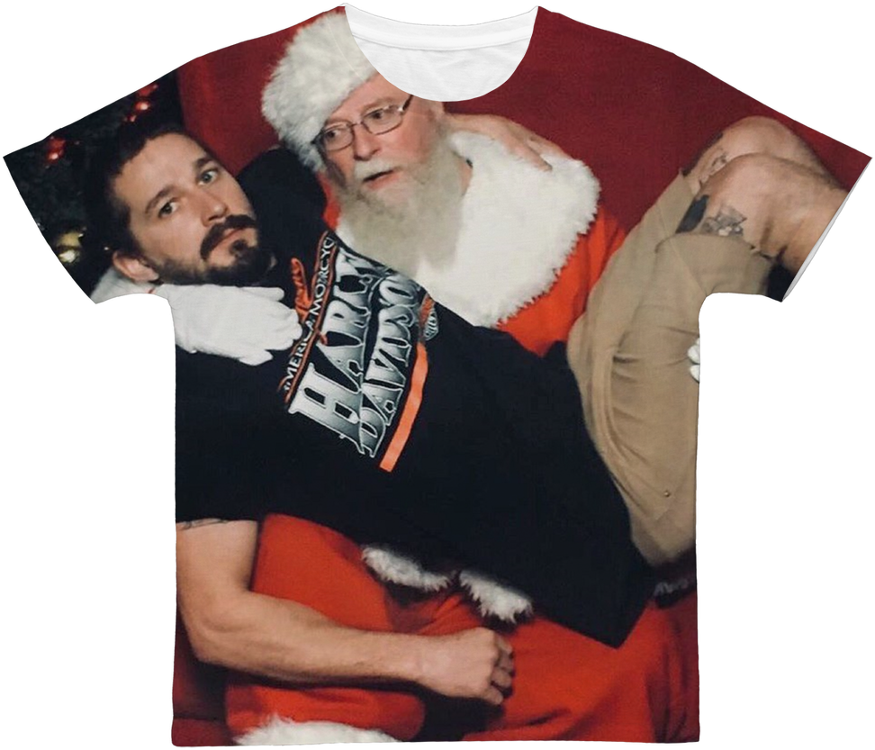 Shia Labeouf With Santa ﻿classic Sublimation Adult - Santa Claus (1024x1024), Png Download