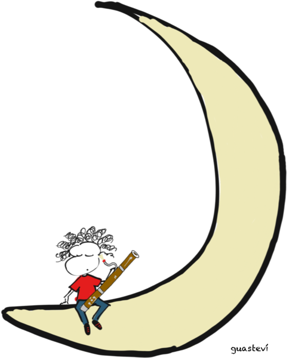 Moon And Bassoon - Cartoon (820x1043), Png Download