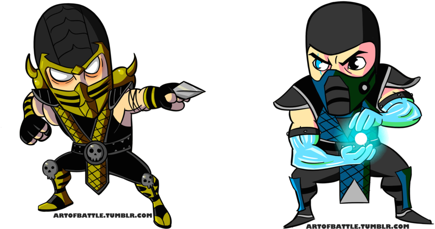 Scorpion And Sub Zero By Baronbattle On - Scorpion Vs Sub Zero Png (1024x768), Png Download
