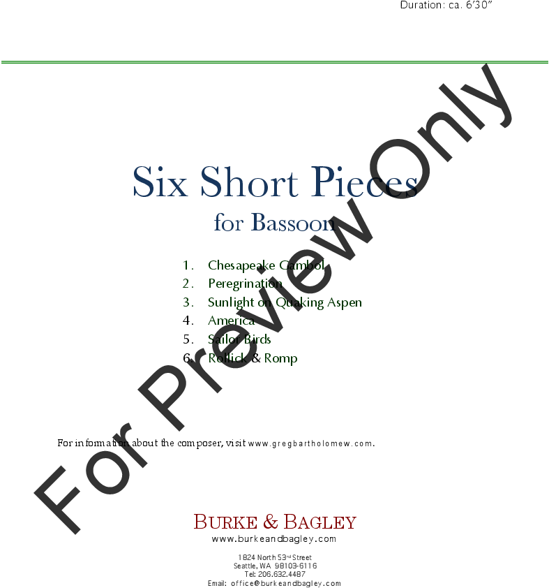 Six Short Pieces For Solo Bassoon Thumbnail - Clarinet (816x1056), Png Download