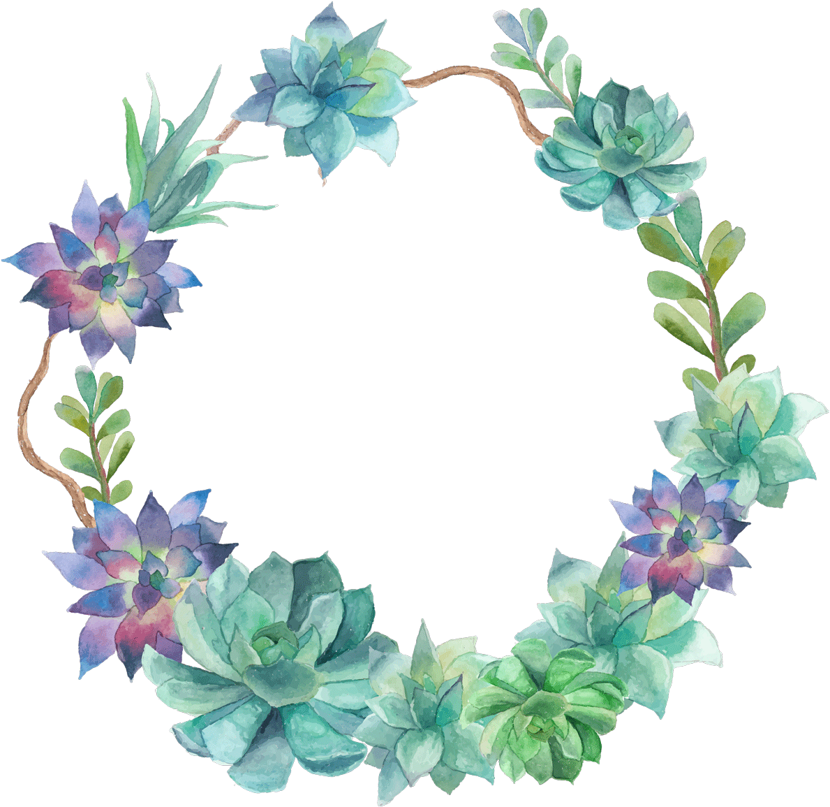 Watercolor Wreath (2000x1331), Png Download
