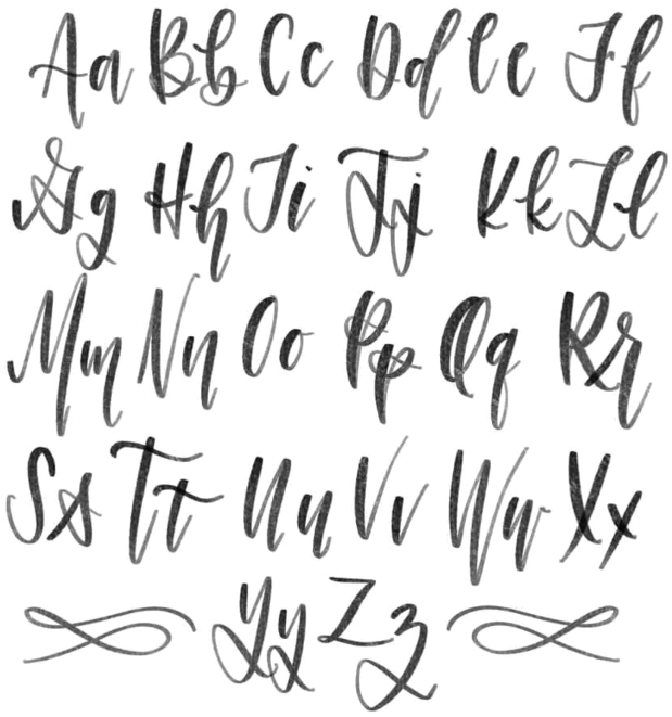 Calligraphy Png Transparent Image - Alphabet In Calligraphy (800x800), Png Download