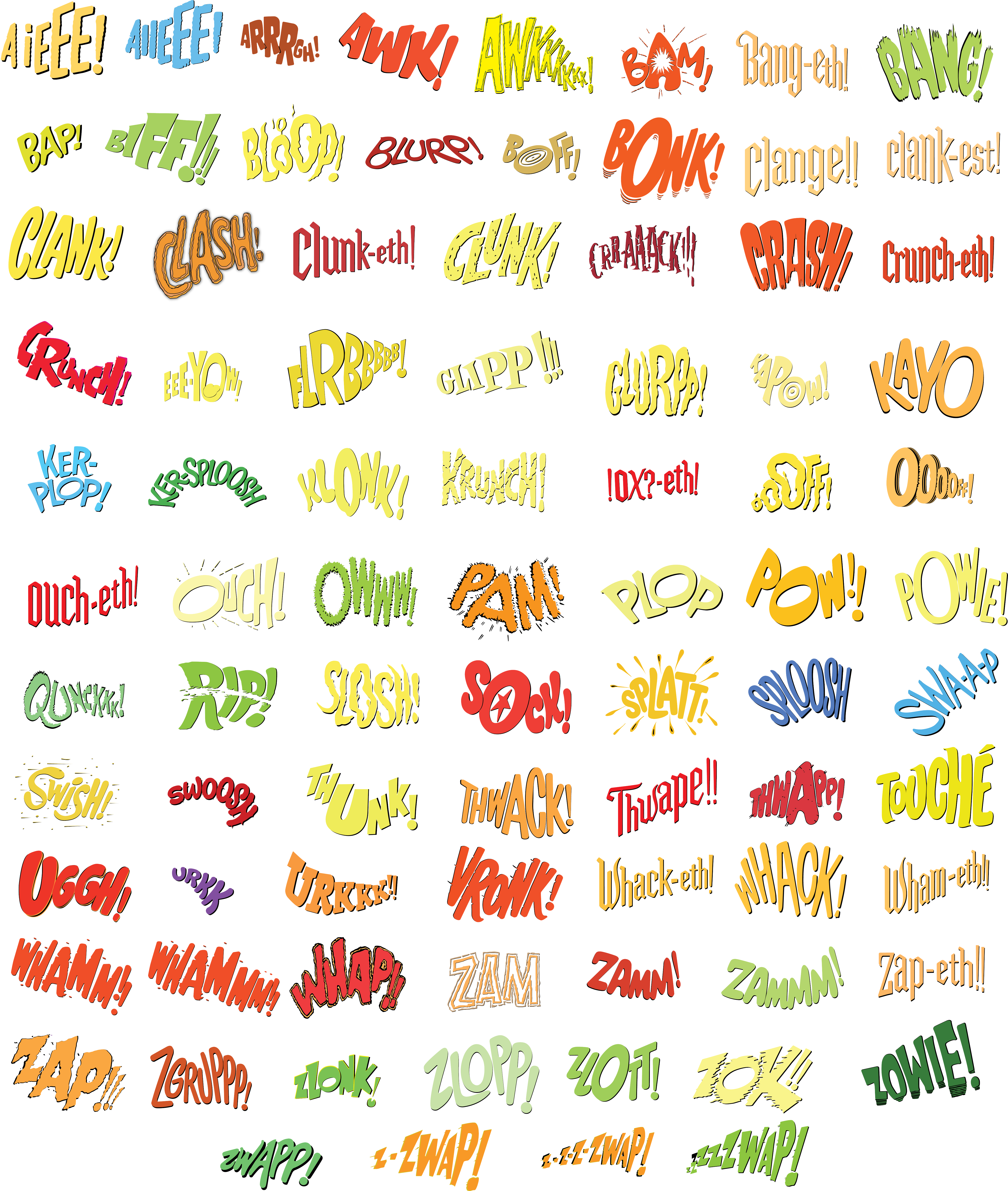 Batman Fight Scene Onomatopoeia Words In Alphabetical - Batman 1966 Clunk (4728x5584), Png Download