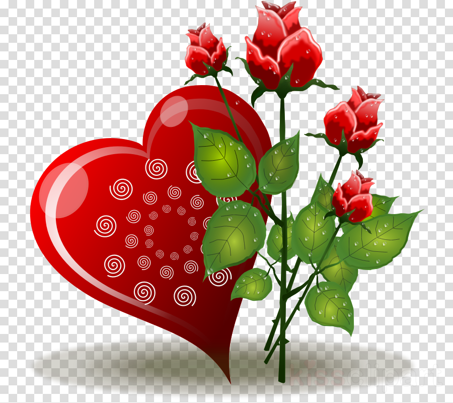 Red Flower Love Png Clipart Rose Clip Art (900x800), Png Download