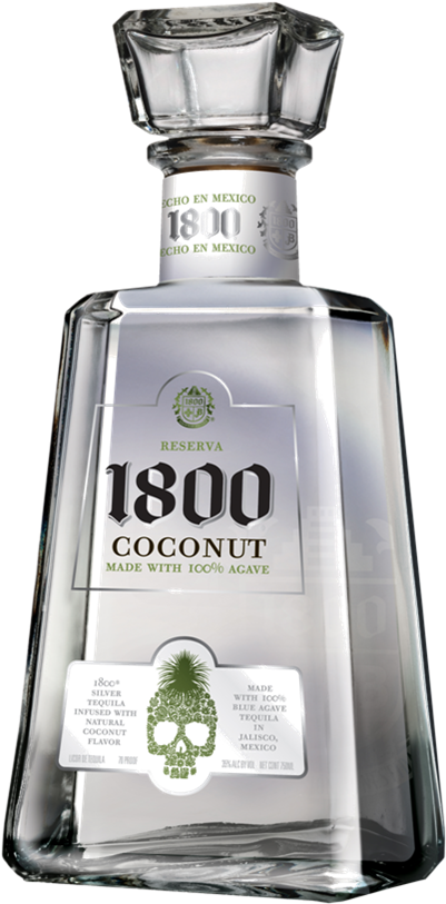 1800 Bottle Shot - 1800 Coconut Tequila Review (530x947), Png Download