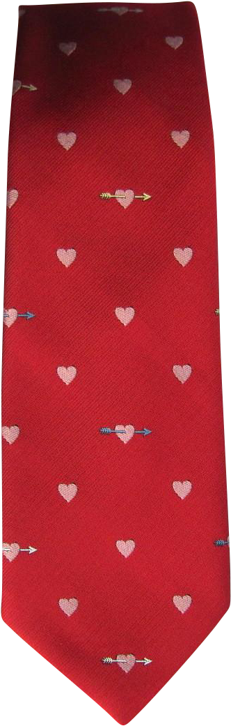 Vintage 1960's Jacquard Tie In Red With Heart And Arrow - Polka Dot (1040x1040), Png Download