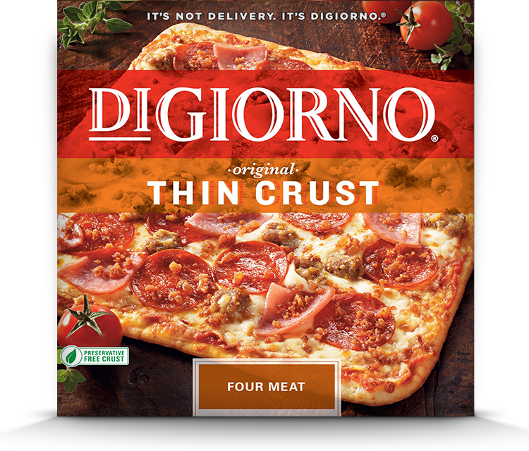 Classic Thin Crust - Digiorno Thin Crust Four Meat (750x640), Png Download