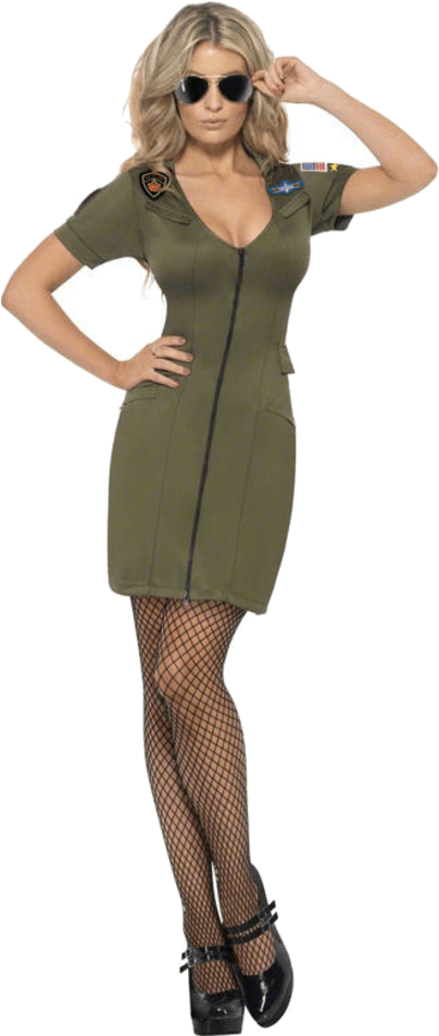 Top Gun Costume Female (600x951), Png Download