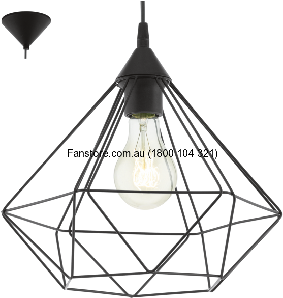 Tarbes Black Pendant Large Tarbes Pendant Black - Eglo 94188 | Pendant Light Fitting | Tarbes (600x600), Png Download