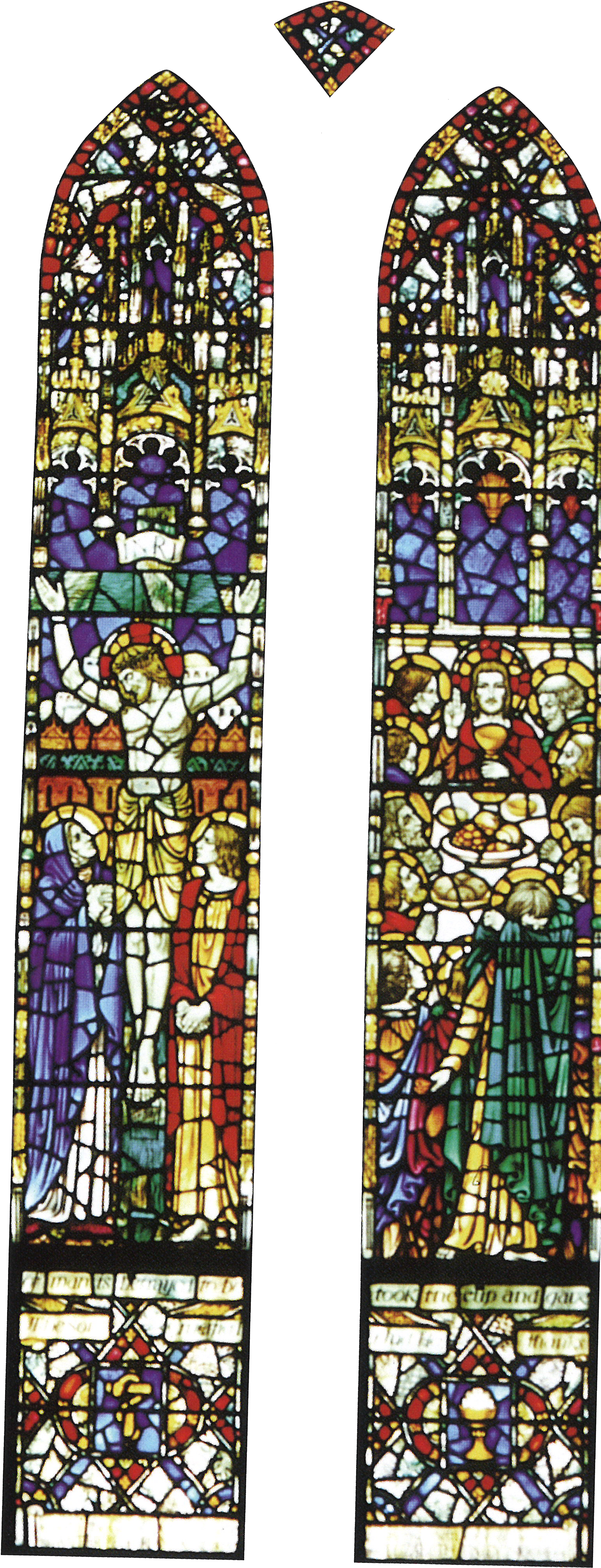 The Right Lancet Portrays The Last Supper, The Meal - Stained Glass (1551x4168), Png Download