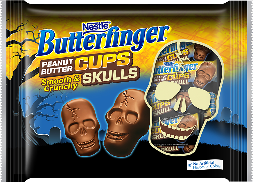Best New Halloween Candy - Butterfinger Peanut Butter Cup Skulls 10.8 Oz. Bag (1000x694), Png Download