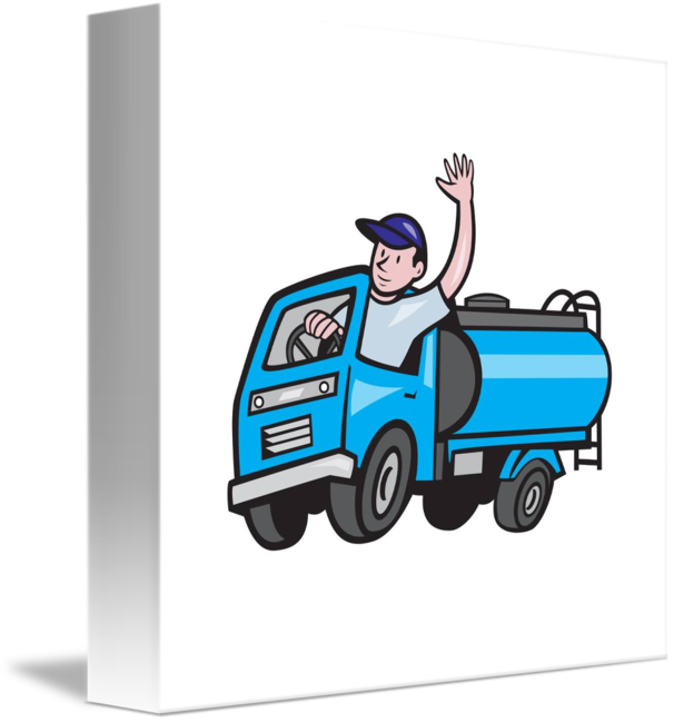 Baby Tanker Driver Waving By Aloysius Patrimonio - Truck Driver Cartoon (606x650), Png Download