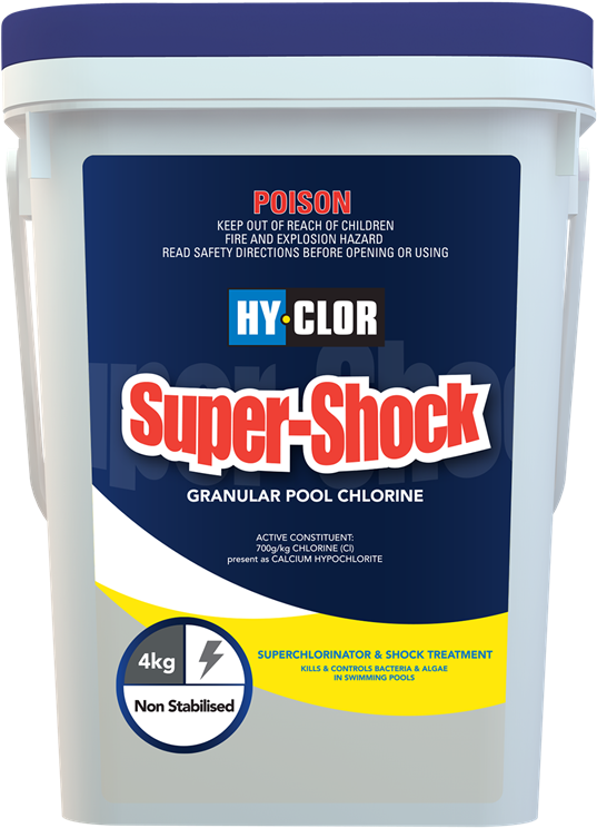 Hy-clor 4kg Super Shock Granular Pool Chlorine - Plastic (800x800), Png Download