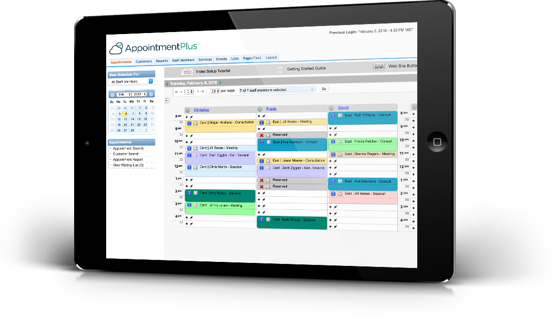 Tablet Showing Appointmentplus Interface - Stormsource, Llc (1116x637), Png Download
