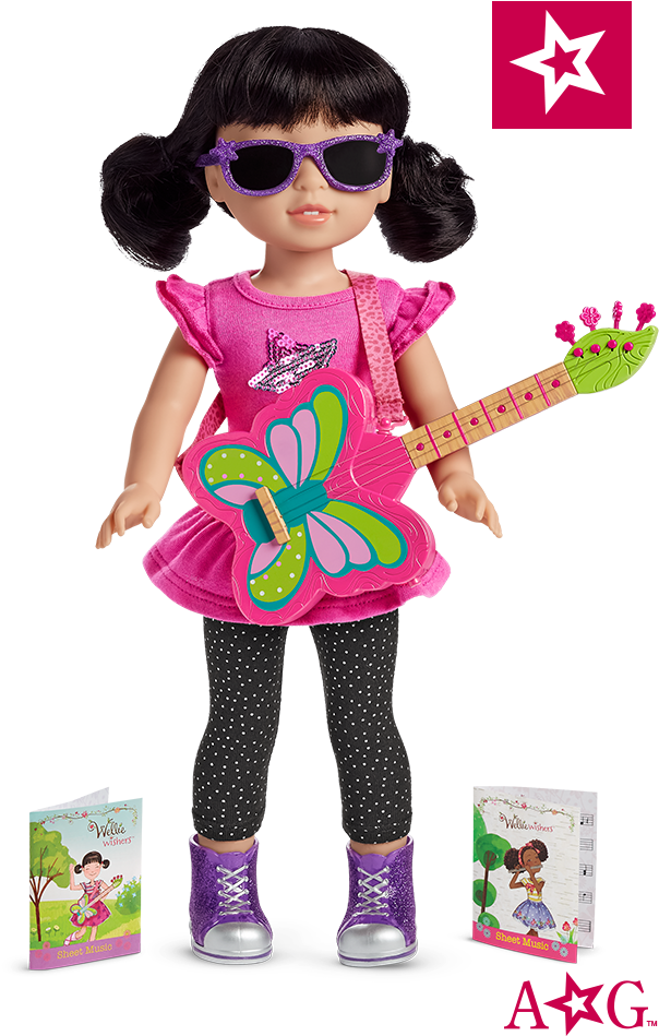 Clip Art The Welliewishers Are Putting On A Fabulous - American Girl Welliewishers Strings & Wings Guitar (631x956), Png Download