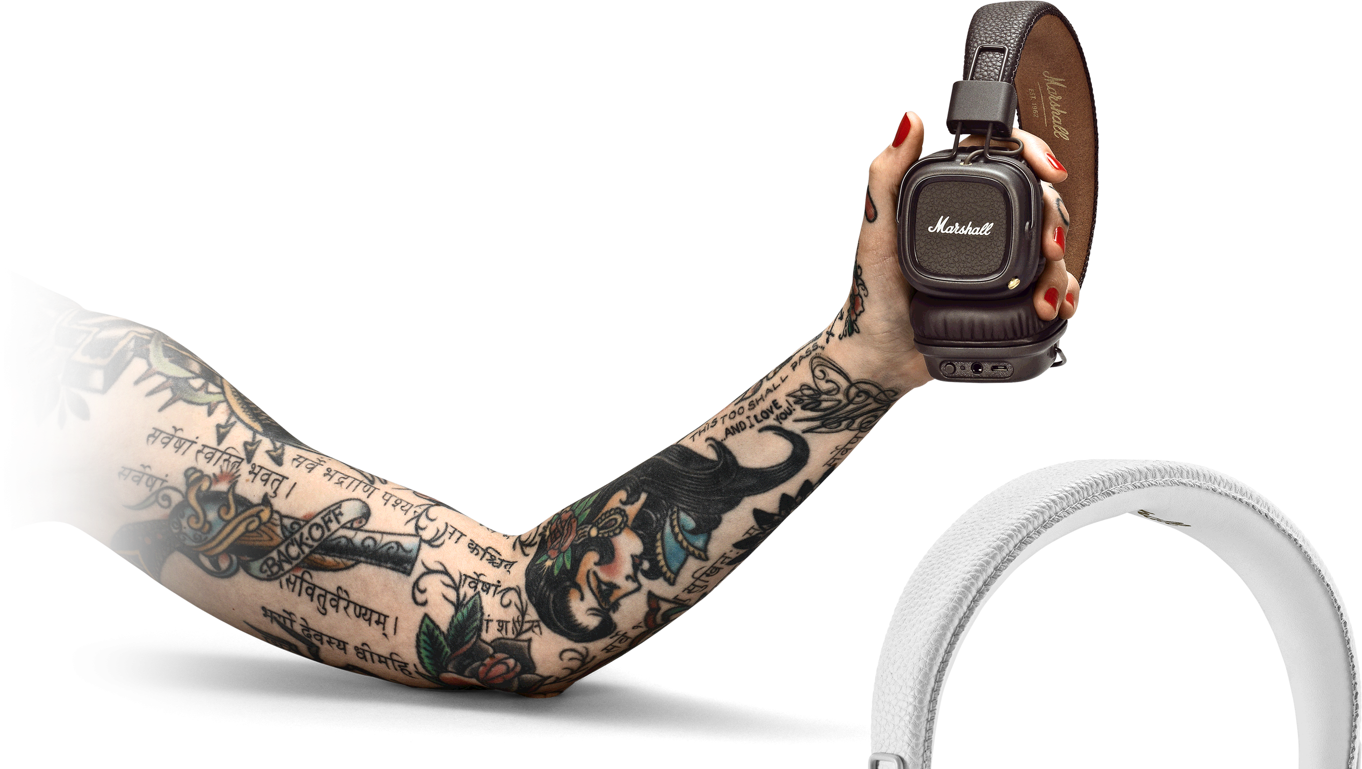 View Larger - Marshall Major Ii Bluetooth Headphones (3600x1599), Png Download
