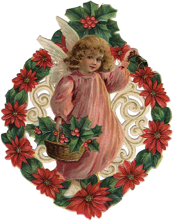 Free Vintage Christmas Angels Clip Art Angels Cherubs - Victorian Christmas Angels Clipart (590x750), Png Download