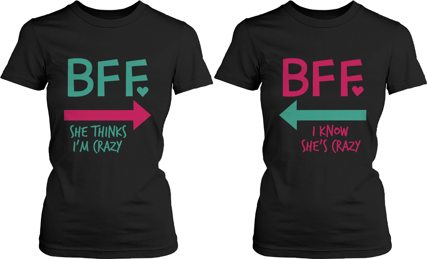 Mint Pink Arrow Matching Best Friends Shirts - Funny Best Friend T Shirts (1550x1000), Png Download