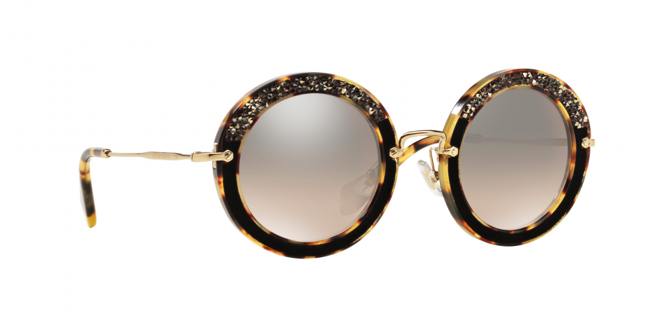 Zoom - Miu Miu Mu 08rs 7s04p0 Havana Round Sunglasses (920x575), Png Download